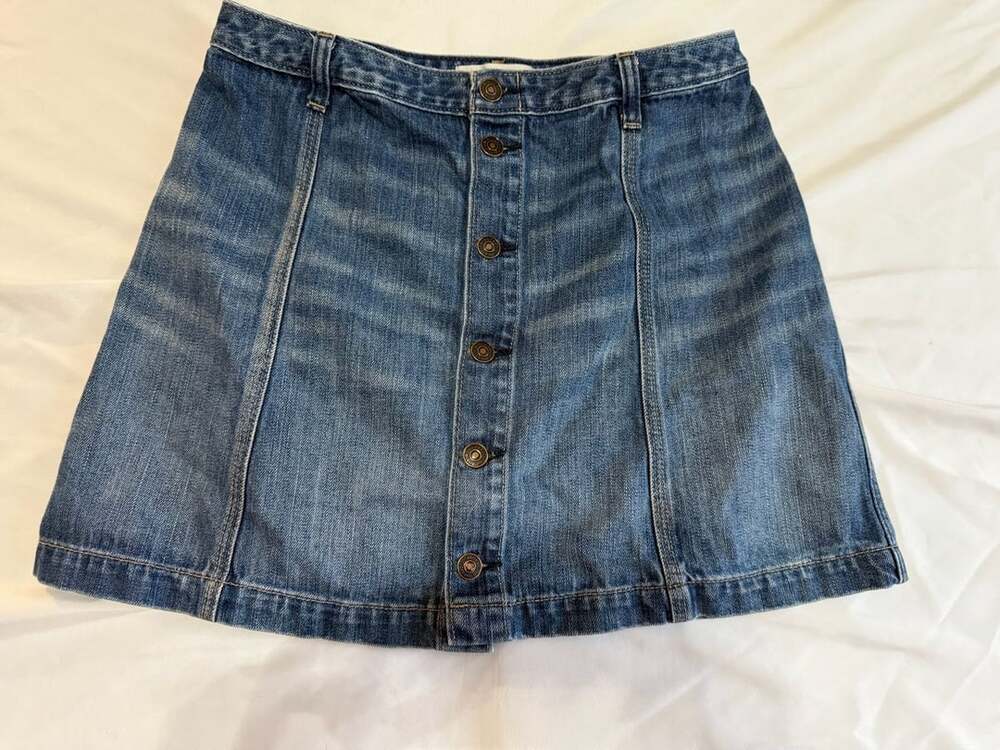 Abercrombie & Fitch Button Front Denim Mini Skirt Size 10 Blue